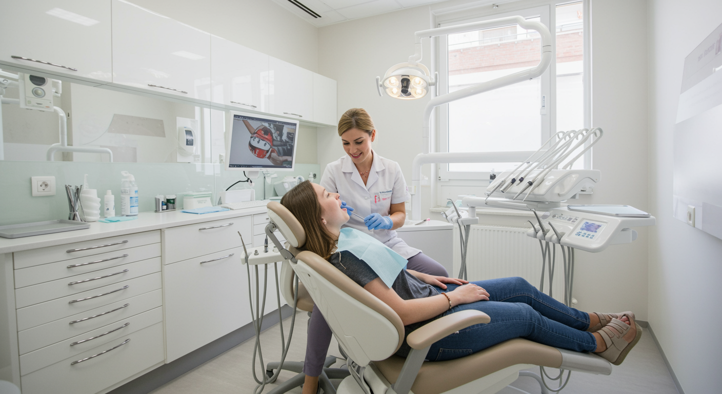 imagen26 1 "Consulta de ortodoncia moderna en Vallirana, Barcelona, con una ortodoncista evaluando a una paciente en un ambiente luminoso y profesional."